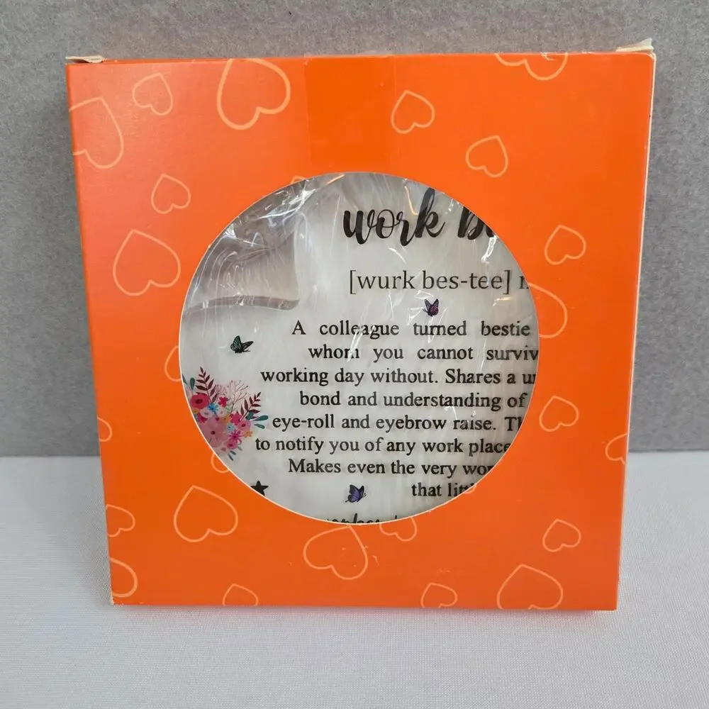 Work Bestie Coworker Friend at Work Acrylic Heart Shaped Desk Sign Plaque NEW